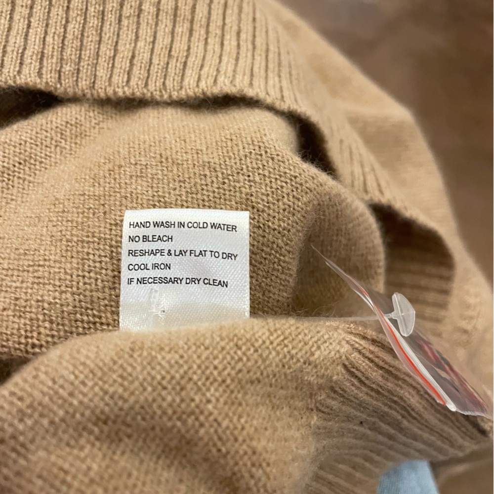 PINK PINEAPPLE - Taupe Cashmere Sweater with Pattern on Back NWT - Picture 9 of 9